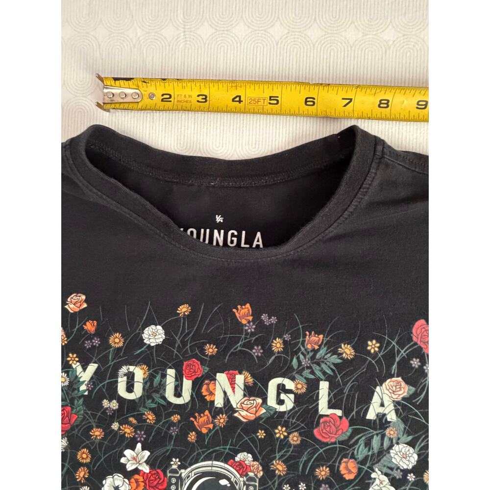 YOUNGLA Astro Affairs Astronaut Floral Men T-Shirt Tee Black Medium Graphic - Picture 8 of 10